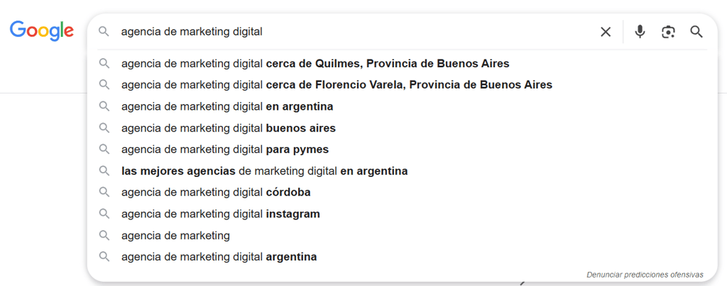 búsqueda en google