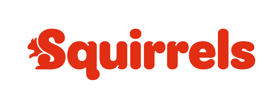 The Squirrels logo, red lettering on a white background.