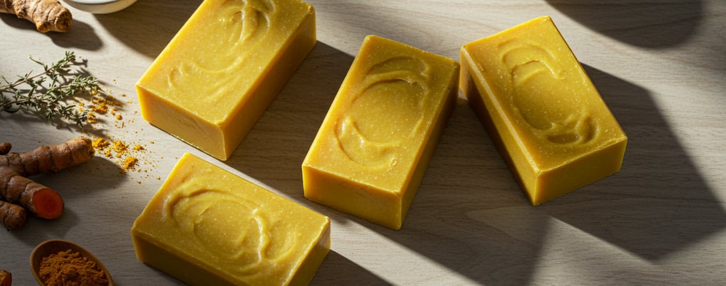 Jabón 100% Natural de Curcuma y Aceite de Olivo, Aceite de Coco