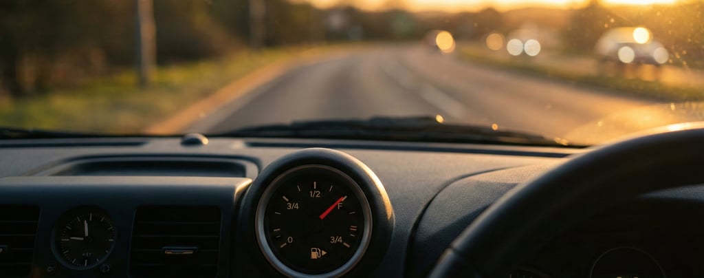 Car fuel gauge showing full tank — result of proper car maintenance for better fuel economy UK