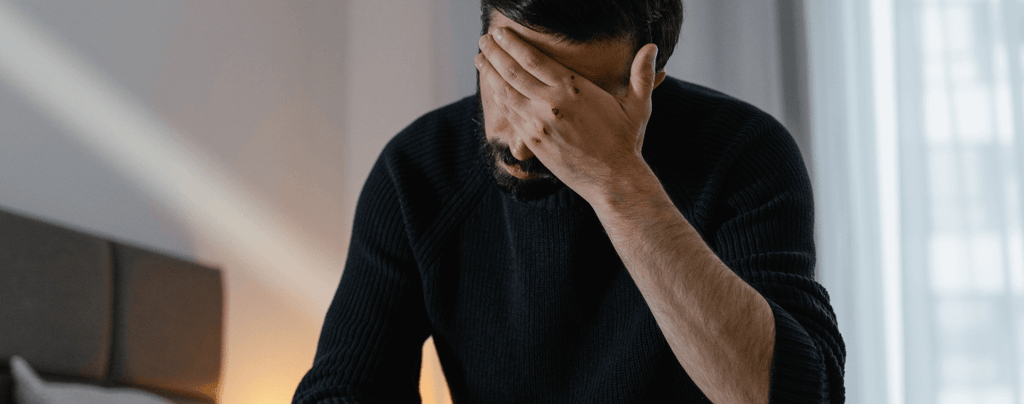 Man feeling stressed due to erectile dysfunction