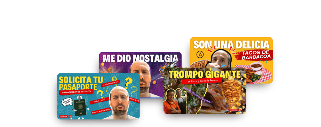 group of several youtube thumbnails, with different colors and eye-catching elements