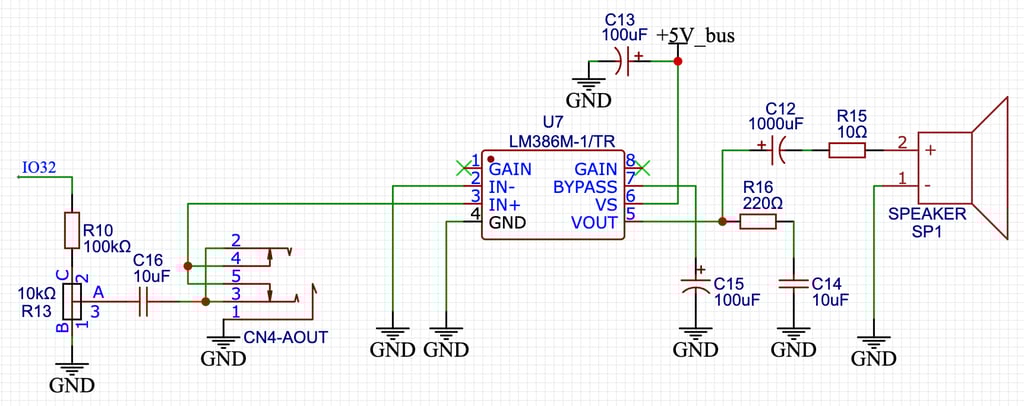 Schematic for ESP CW trainer audio output circuitry
