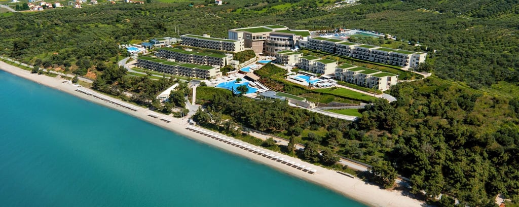 Ikos oceania ariel view of the resort, beach and sea 