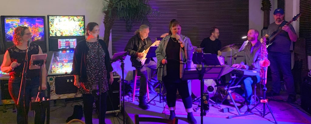 Birds of a feather band performing on stage