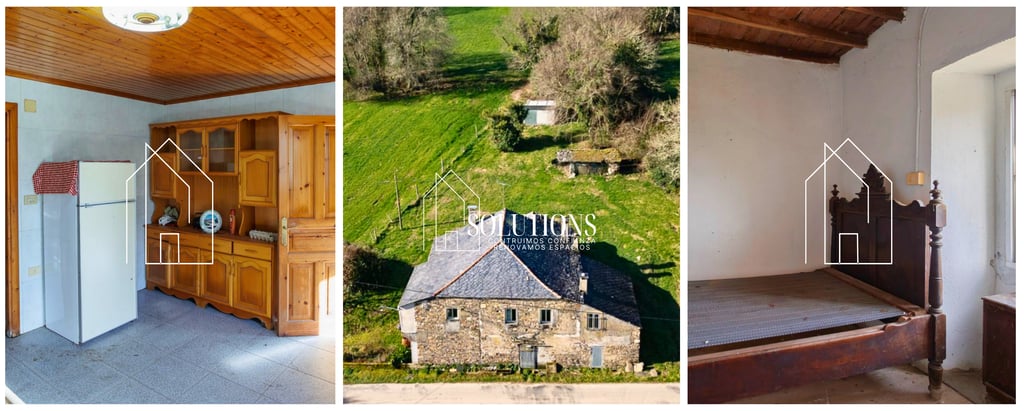 Casa de piedra gallega con gran finca para rehabilitar en Miraz (Xermade), Lugo.