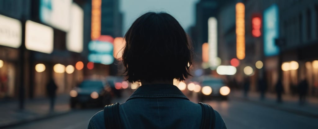 a woman in a leather jacket and a backpack