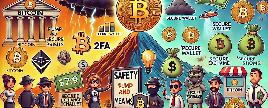 a cartoon of a man holding a sign that says bitcoin