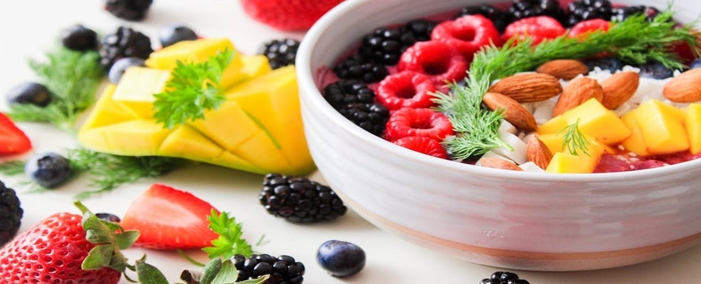 Berries, Nuts, and Fruits in a Bowl