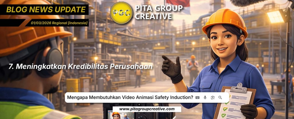 Animated female engineer in hard hat holding a safety induction checklist at an industrial construction site.