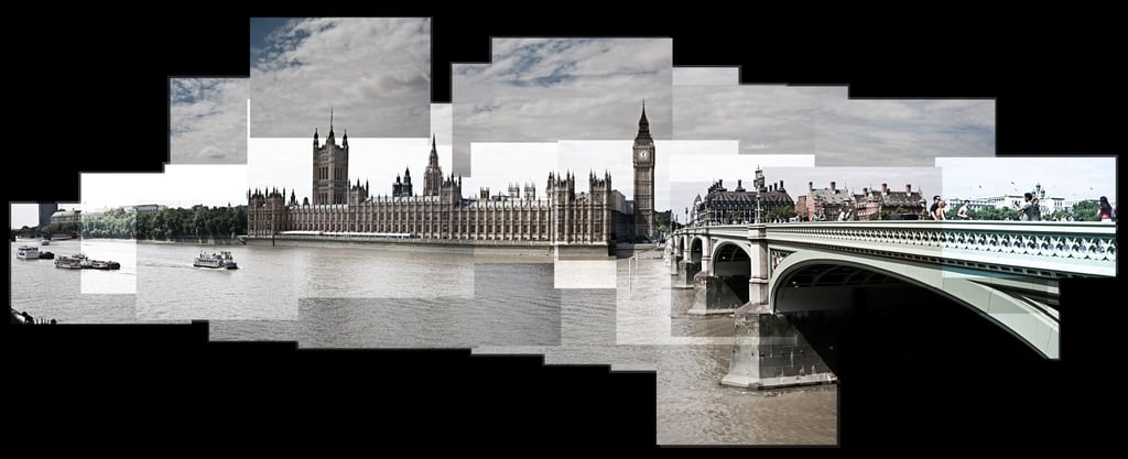 A joiner composition of Westminster Bridge and the Houses of Parliment