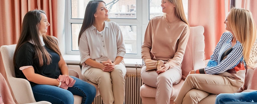 Groupe de parole où les femmes échangent sur l'affirmation de soi