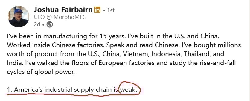 Joshua post on linkedin