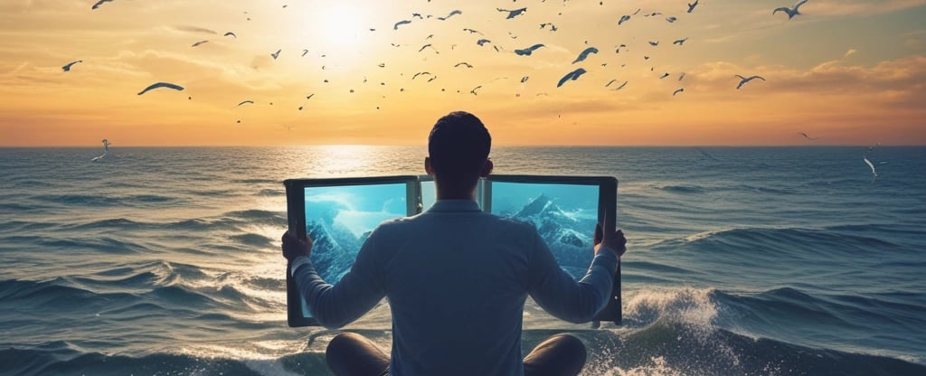 a person standing on a cliff overlooking the ocean