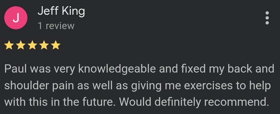 Physora Physio Google review for rehabilitation physiotherapy in Neath