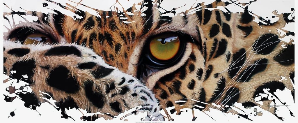 a painting of a leopard's eye looking at prey