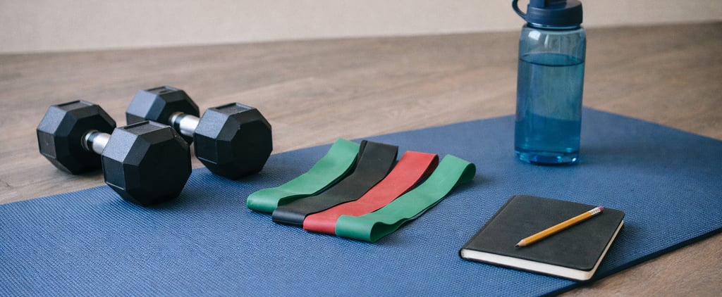 beginner home workout equipment dumbbells resistance bands yoga mat