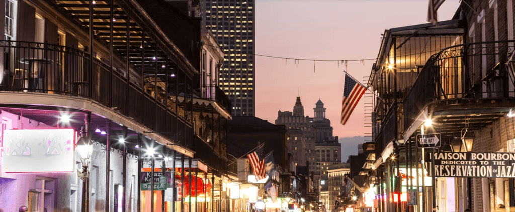 New Orleans Bourbon Street at night