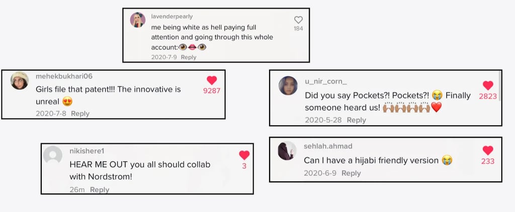 Social proof for the series—requests for Nordstrom collab, pockets, hijabi-friendly.