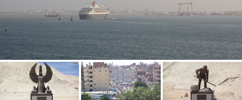Vista do navio de cruzeiro no Canal de Suez