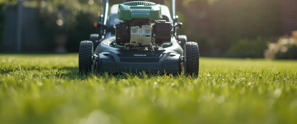 Tonte de pelouse à Belfort avec tondeuse sur jardin particulier