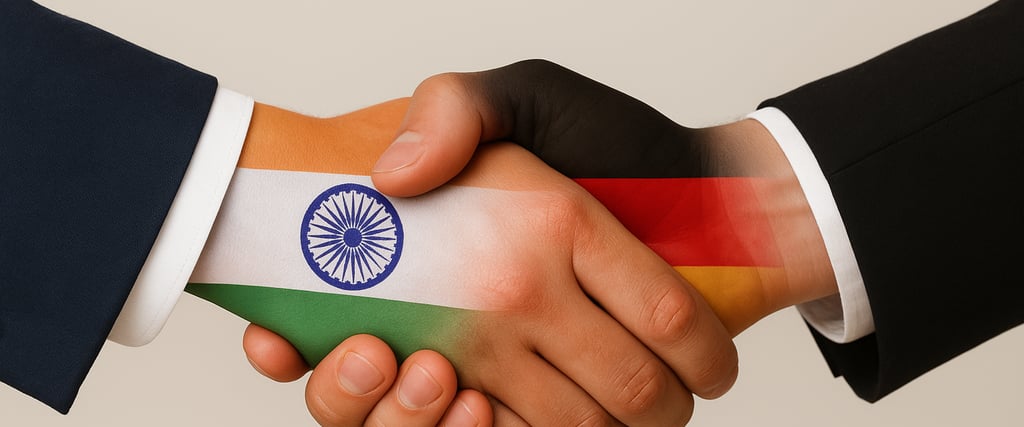 Shaking Hand India and Germany Flag