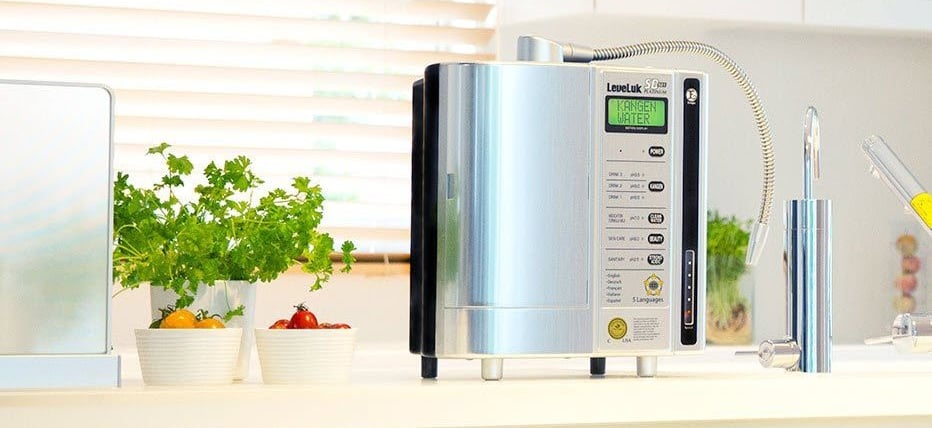 alkaline water machine on kitchen table