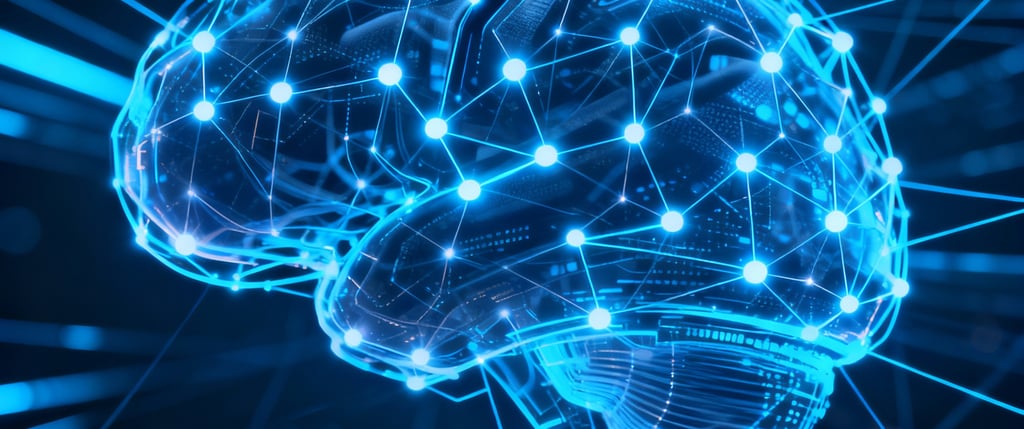 Abstract digital brain with neural network connections.