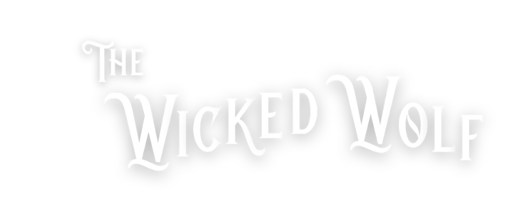 The words "The Wicked Wolf" displayed in a decorative, white font with flourishes and shadows