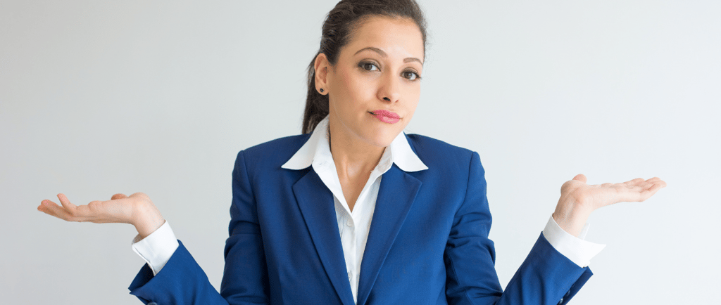 Brown Out - a woman in a blue suit and white shirt