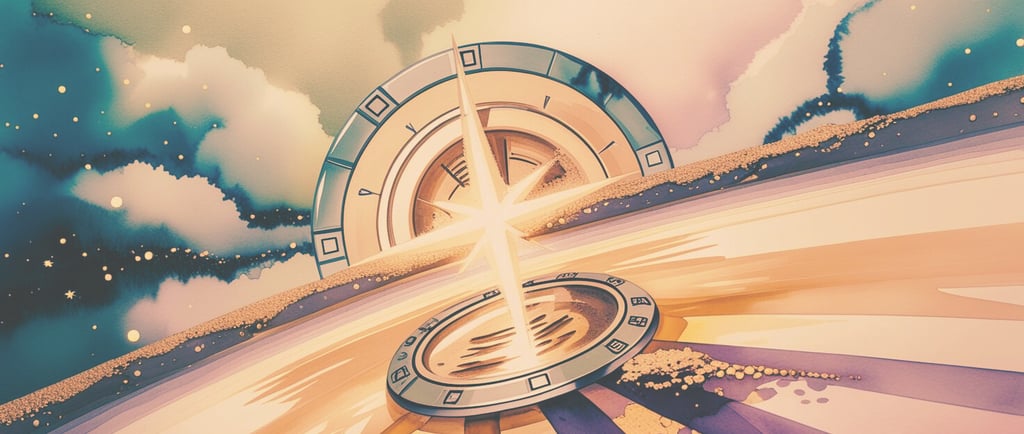 A shining compass pointing north to the stars