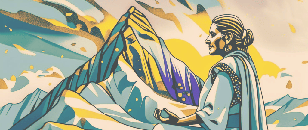 A woman meditating on the mountains