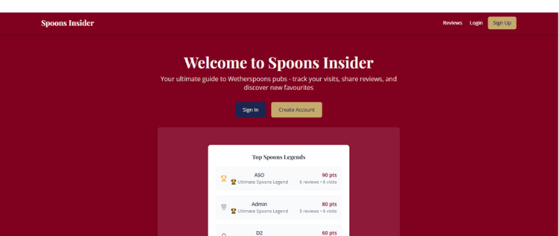 Spoons Insider Home Page
