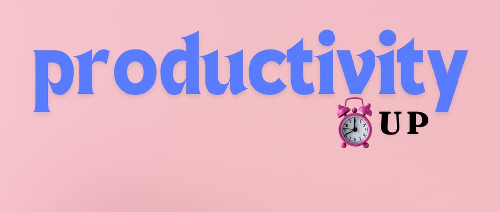 a pink background with the words productivity up