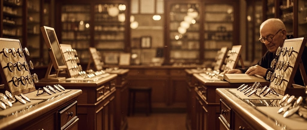 Lentes redondos de metal de principios del siglo XX, estilo académico vintage sobre escritorio antig