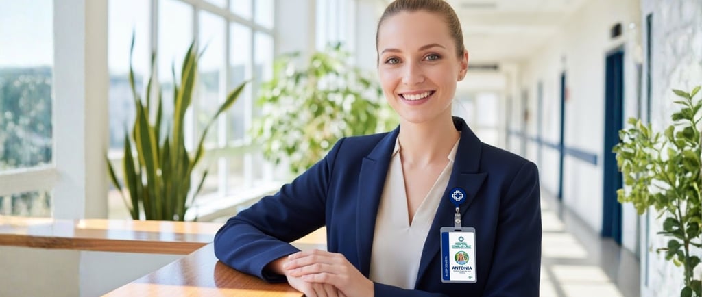 uma mulher com uma jaqueta azul