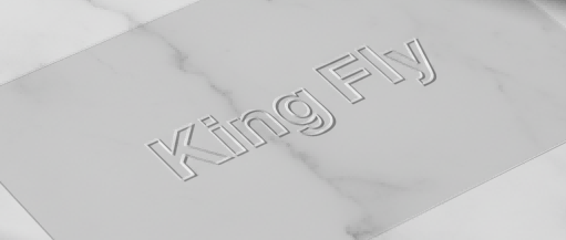 A clear PVC heat-pressed pouch with a perfect embossed King Fly LOGO, showing no stitching lines.
