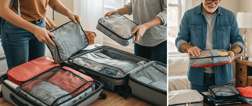 Space-savings travel packing cubes for travel packing essentials