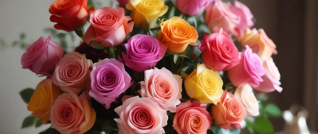 bouquet of roses on sideboard top