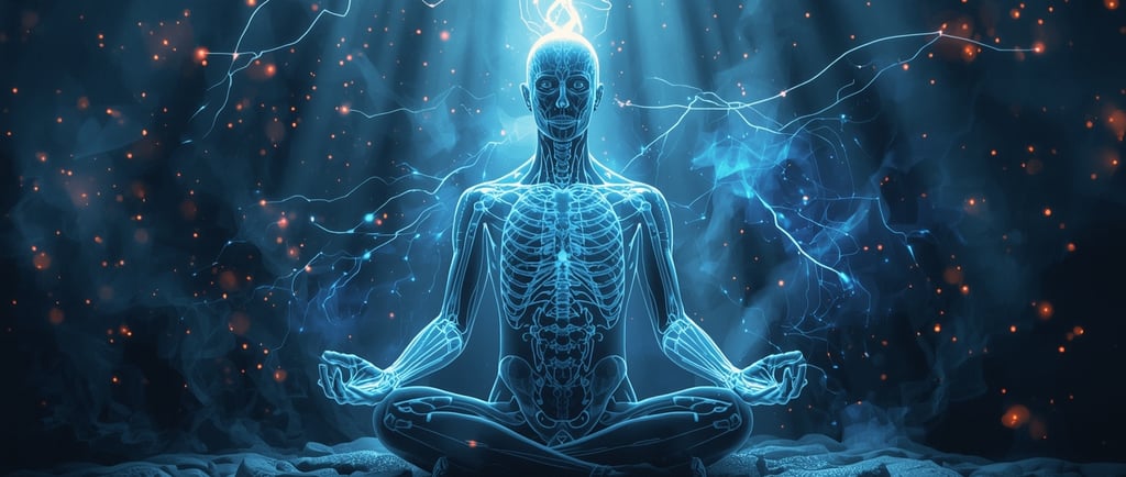 a man sitting in a meditation position with a lightning bolt bolt bolt bolt bolt bolt