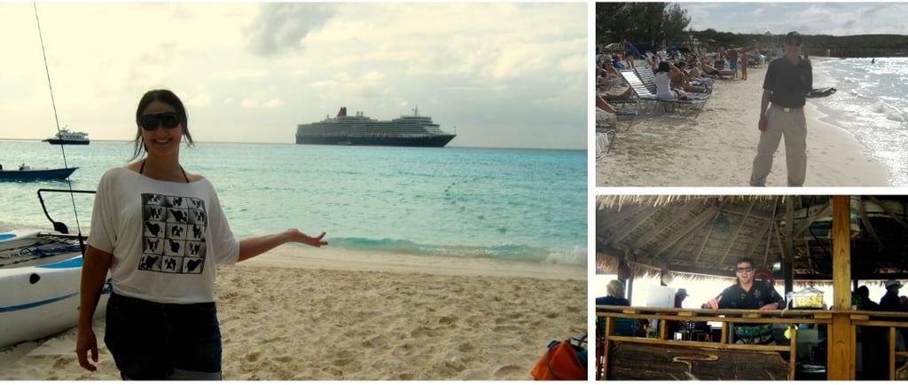 Momentos da tripulação trabalhando e explorando Half Moon Cay.