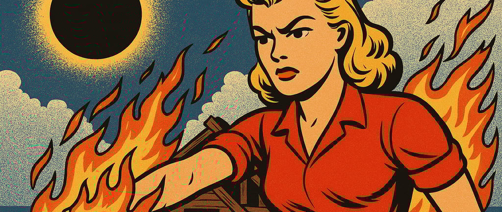 a woman in a red shirt is holding a knife and a knife in her hand