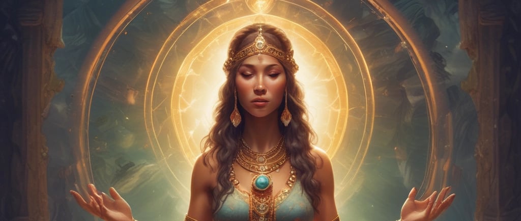 a woman sitting in a meditation position with candles and candles