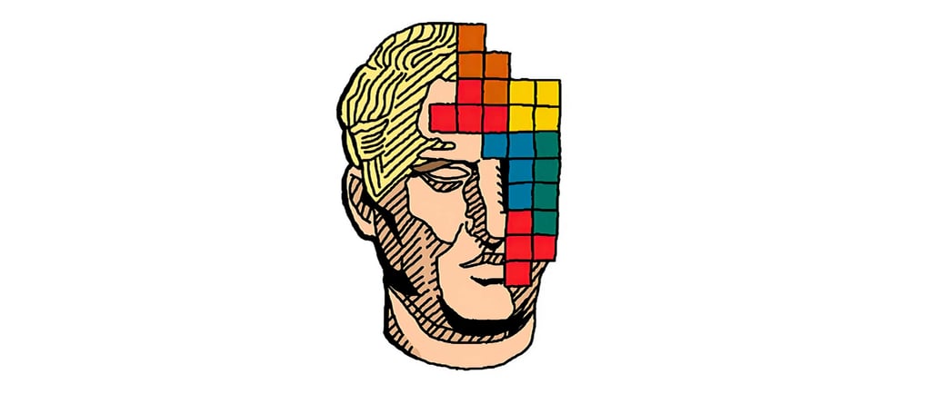 dibujo de cabeza con bloques de tetris