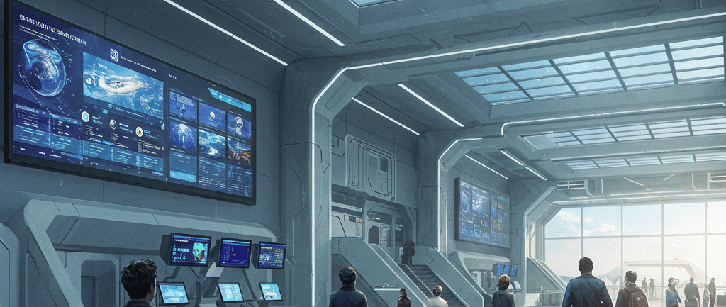Futuristic departure lounge