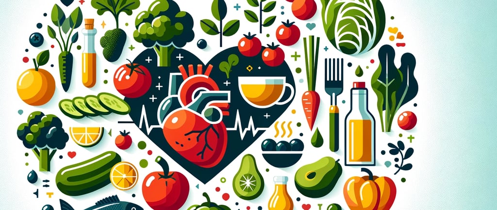 a heart shaped heart with various types of food