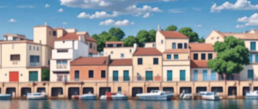 dibujo del casco antiguo de portocolom donde se celebra la fira marinera