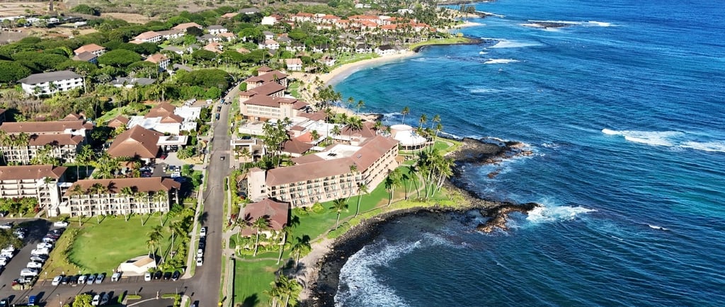 aerial view of poipu beach kauai
