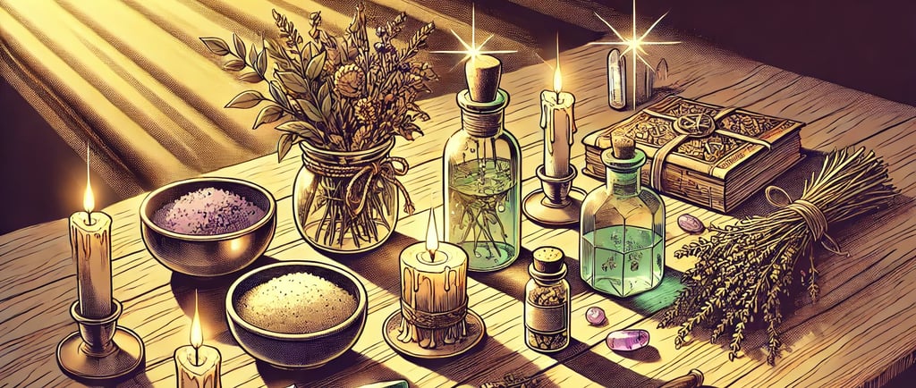 a table with candles and candles on it