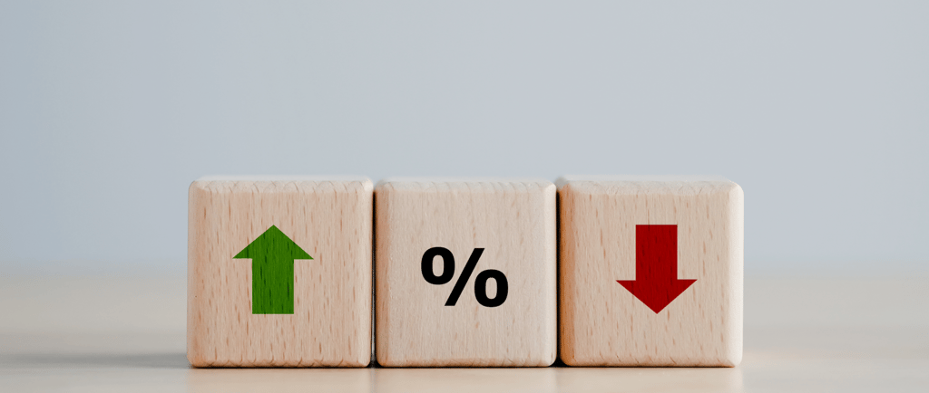interest rate blocks with green and red arrows